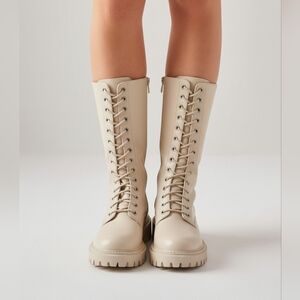 Madden Girl Beige Lace-Up Boots